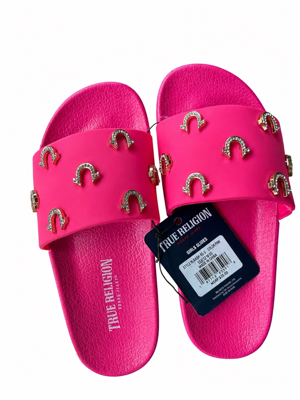 True Religion Bright Pink Girls' Slide Sandals size 1